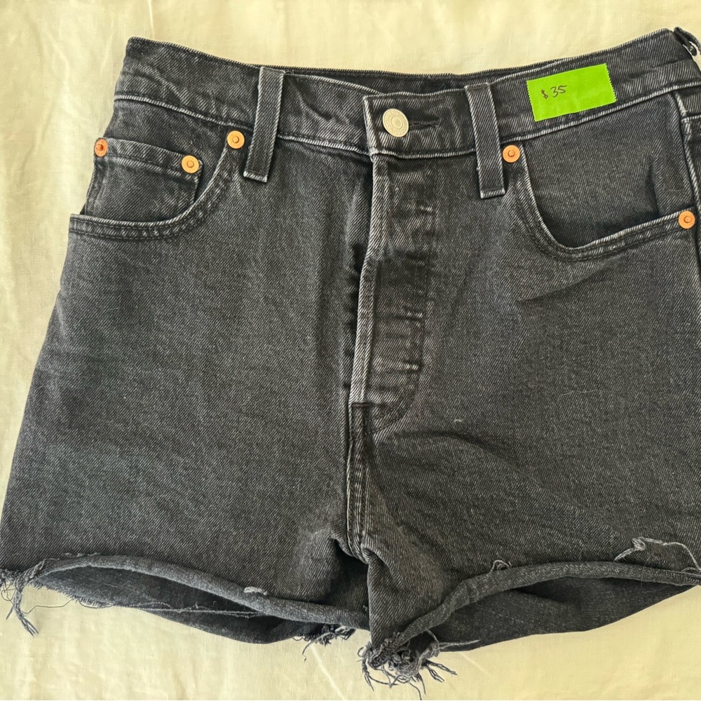 Levi's Black High-Rise Cutoff Denim Shorts